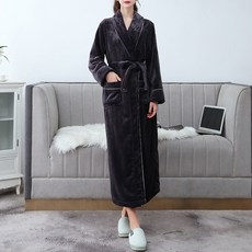 THE ZAKKA 女款超細纖維浴袍, 1件, 深黑色