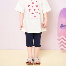 JELISPOON 女童款寬鬆捲邊彈性7分內搭褲