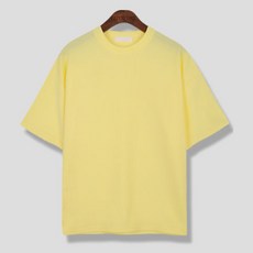 가이스토리 남녀공용 엠보원단 브런 오버핏 반팔티