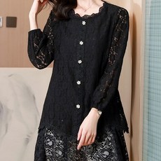 ATTERLIC 大尺碼Mirien蕾絲長版上衣 00682