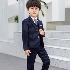 Orenjidamom 男童白色條紋西裝5件組