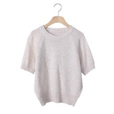 LINDASHOP 女款羊絨短版短袖針織衫 NT3629K23