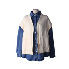 LINDASHOP Shebame 寬鬆牛仔針織背心 VT763K23