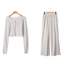 酷黑女款Goorupy開襟衫 + 寬版鬆緊褲套裝