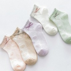 Ppump Ppump Socks 女童蝴蝶結少女蕾絲襪 B46 5件組