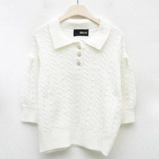 비엔엑스 여성용 카라 버튼업 데일리 퍼프 니트 BU1KP011L0