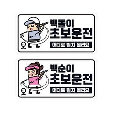 티엔알 백순이초보 + 백돌이초보 야광반사고휘도 스티커 세트, 혼합색상, 1세트