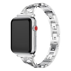 아이앤 블링블링 메탈 스마트워치 스트랩 42 / 44 / 45 mm, 실버
