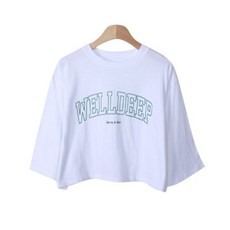 LINDASHOP 女款文字印花短版短袖T恤 T9274K23