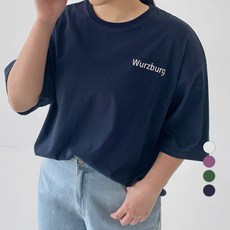 102102 여성용 빅사이즈 오버핏 리틀 레터링 반팔 티셔츠