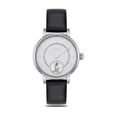 迪士尼女用唐老鴨角色動態皮革錶帶手錶 D12332BWW