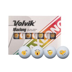 Volvik Max Long表情符號印花高爾夫球 A款 12顆組, 白色, 1套, 12入