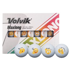 Volvik Max Long表情符號印花高爾夫球 12顆組, A款(白色), 1組