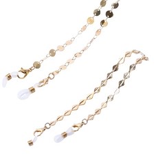金屬口罩掛鍊 70cm 2條組, 1套, 金黃色