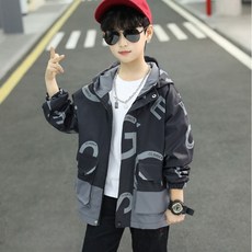 孩童字母印花防風外套