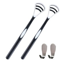 Living Home Detail 呼吸去除簡單舌頭清潔器黑色 + 支架, 2組