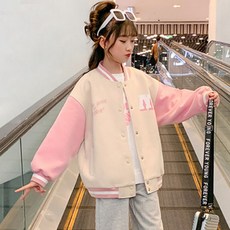 孩童拼色棒球外套