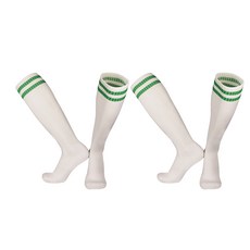 SNF 컬러플 스포츠 축구양말 2족, 19 흰색 녹색