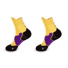 원모아 스포츠 두꺼운 양말 2족, 옐로우퍼플