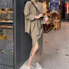 페이퍼먼츠 스티치 트임 뷔스티에 원피스 재킷 투피스 정장 세트 01681