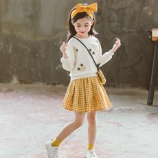 Orangedamom 女童鳳梨大學T短裙套裝