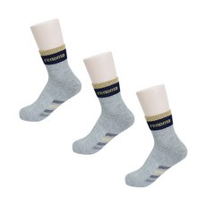 레노마 여성용 두툼한 스포츠 이중 쿠션 중목 양말 3족 세트, 그레이, 1세트