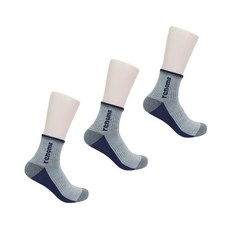 [쿠팡수입] 레노마 남성용 스포츠 등산 쿠션 중목 양말 3족, 그레이, 1세트
