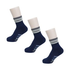레노마 여성용 두툼한 스포츠 이중 쿠션 중목 양말 3족 세트, 네이비, 1세트