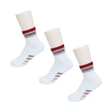 레노마 여성용 두툼한 스포츠 이중 쿠션 중목 양말 3족 세트, 화이트, 1세트