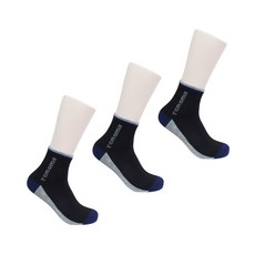 [쿠팡수입] 레노마 남성용 스포츠 등산 쿠션 중목 양말 3족, 블랙, 1세트