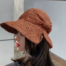 BK 엣지 리본 벙거지 밀짚 모자