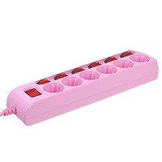 LUGBOX 個別省電多孔插座 6孔 粉紅色, 3m, 1個