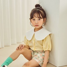 Bimbo Bimba 女童翻領抓皺短袖襯衫