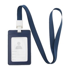 Tree 皮革立式員工證件套+頸繩, 藍色, 1組