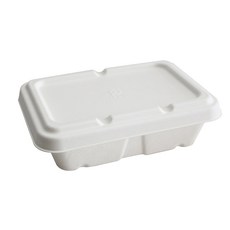 new 紙漿方形餐盒 750ml + 蓋, 50套