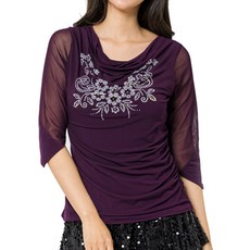 dancedome 高領向日葵T恤 LDT23800, 墨紫色