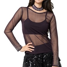 素色網紗單層T恤 LDT23700, 深紫色