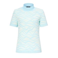 헤지스골프 여성용 패턴 하이넥 반팔 니트