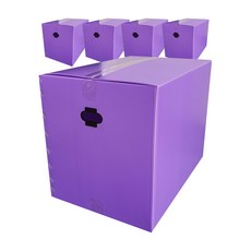 PLBOX 大型塑膠瓦楞搬家箱, 5個, 紫色