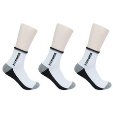 레노마 남성용 스포츠 등산 쿠션 중목 양말 3족, 화이트, 1세트