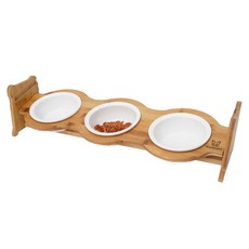 REDPUPPY 寵物木質Pongpla花生造型3孔餐碗, 混合顏色, 1個