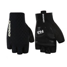 dodici 網眼布料透氣自行車半指手套 雙手穿戴 001, 黑色