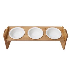 Redpuppy 寵物3格4段調節飼料碗架, 木料, 1個