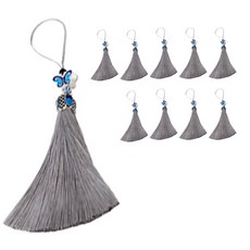 鍍銀蝴蝶流蘇掛飾, 10個, 灰色