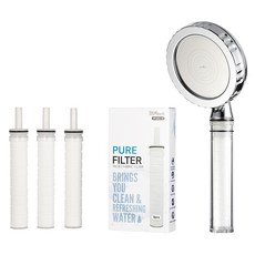 DAELIM DOBiDOS 家用濾芯蓮蓬頭 PF201+替換濾芯 3入組, 1組, 銀色