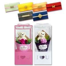 永恆香皂康乃馨花束泰迪熊 Y70-2 2pcs + 零用錢 S2 6pcs 套組, 隨機發貨（花束泰迪熊）, 1組