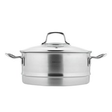 EDELKOCHEN 雙耳304不鏽鋼蒸鍋+玻璃鍋蓋組, 1組, 24厘米