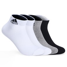 adidas 愛迪達 中筒襪, 白色 + 灰色 + 黑色, 4個