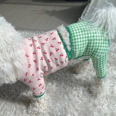 Grooming Dog 寵物淘氣腰部切口衣服, 櫻桃（綠色）