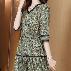 페이퍼먼츠 물결 레이스 주름 빈티지 롱 원피스 01537 빅사이즈 포함